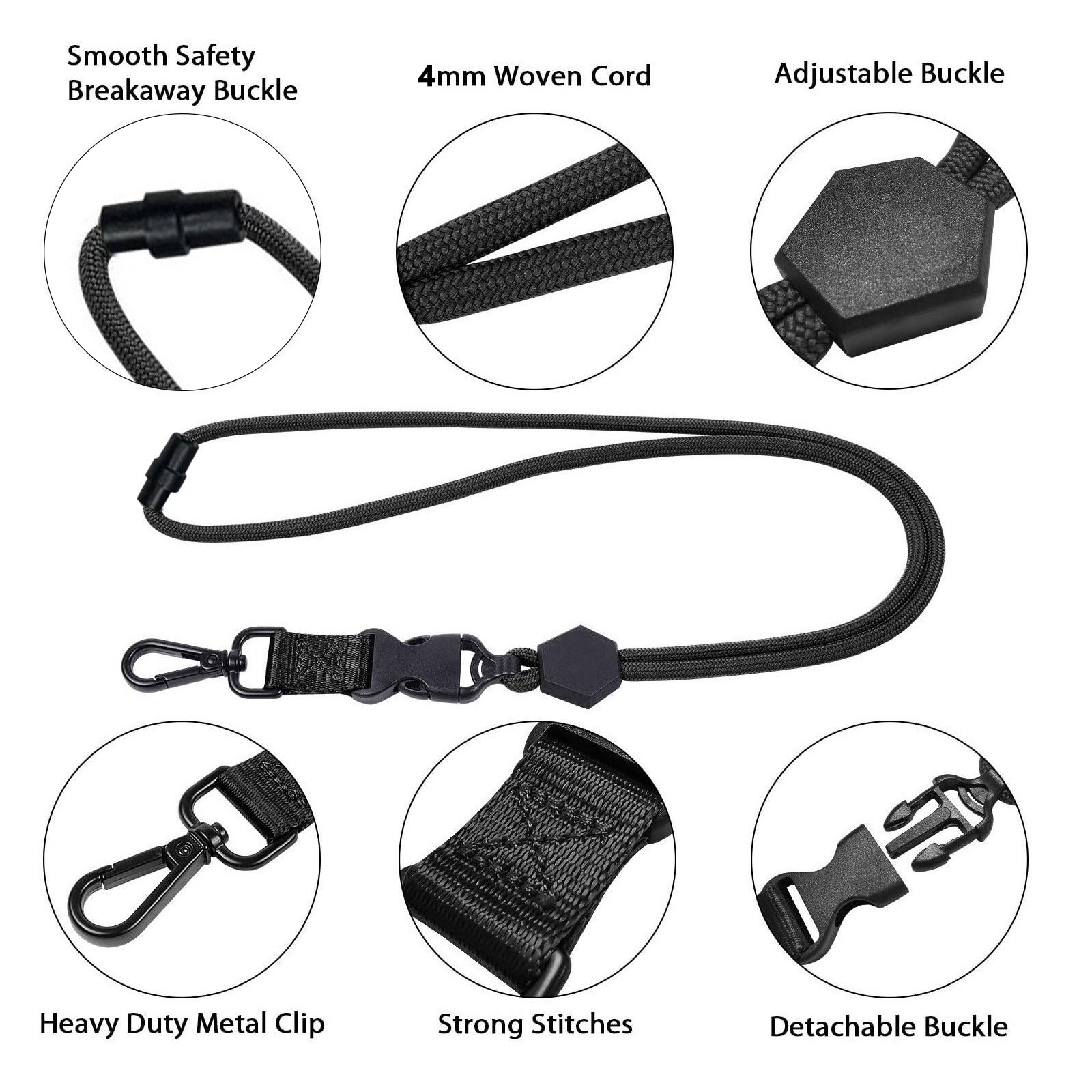 Round Cord Heavy Duty Lanyard 1-2