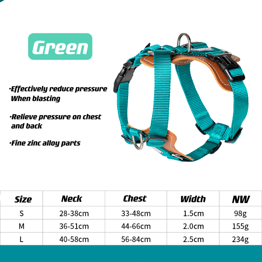 green pet harness specification